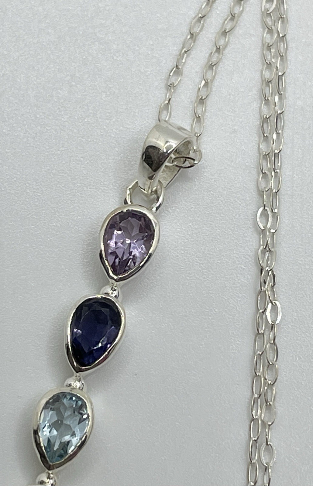 Sterling Silver Multi Gemstone Chakra Pendant 925… - image 6