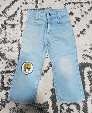 Vintage 1980s kids little levis 1980s Olympic blue jeans. 1979 THING patch jeans