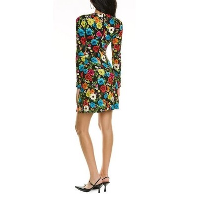 Alice and Olivia Size 4 Delora Floral Printed Long Sleeve Paneled Mini Dress