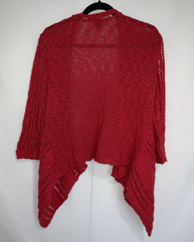 Rafaella Women's Red Hi Low Knitted Open Front 3/4 Sleeve Cardigan Size M - Picture 5 of 5