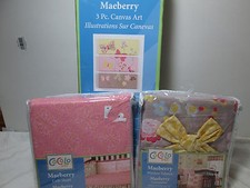 5 pcs Cocalo Baby MAEBERRY Crib Fitted Sheet, Canvas Art  Valance  Flowers New