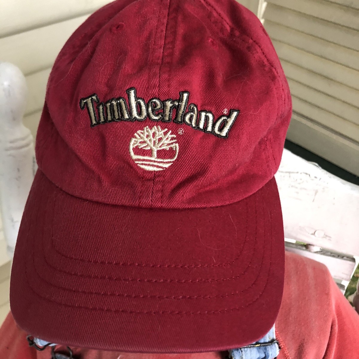 90s Timberland Logo Cap One Size バーガンディ Timberland hat cap 100% Cotton Embroidered Logo Burgundy Canvas