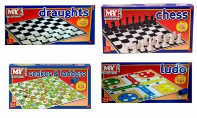 Traditionelle Brettspiele Konvolut - Schach, Schlangen & Leitern, Figuren, Ludo, Familie