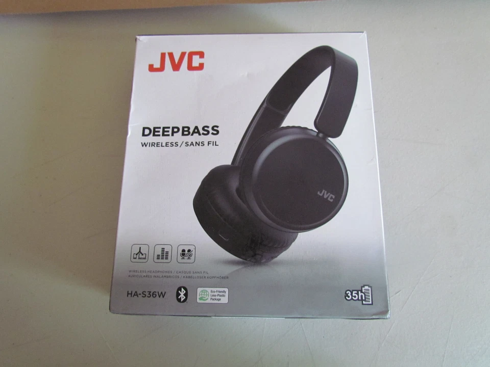 JVC Deep Bass Wireless Bluetooth Headphones - Model HA-S36W - Black - Image 2 of 3