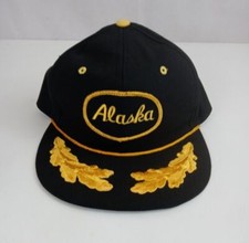 Vintage Alaska Black With Gold Embroidery Snapback Baseball Cap