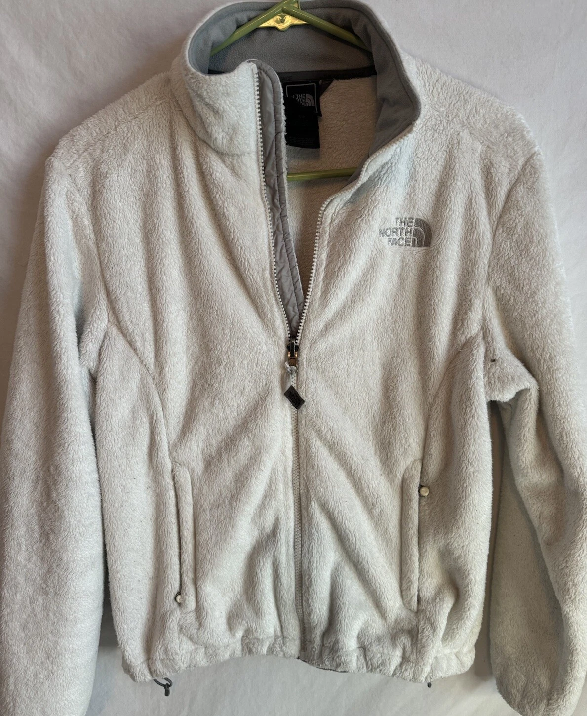 OFF WHITE Giacca North Face panna avorio fuzzy super morbida full zip donna taglia small