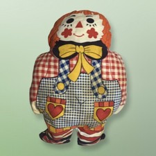 Vintage raggedy andy doll shaped pillow 14' handmade