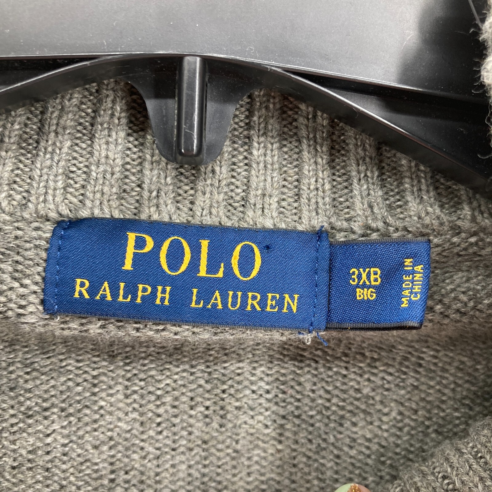 Polo Ralph Lauren maglione quarto zip felpa uomo 3XB grigio maglia costine pony