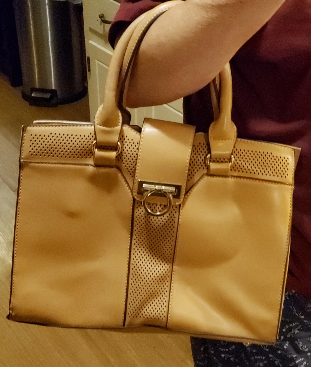 Vintage INZI Ladies Purse Satchel Style Light Tan Excellent