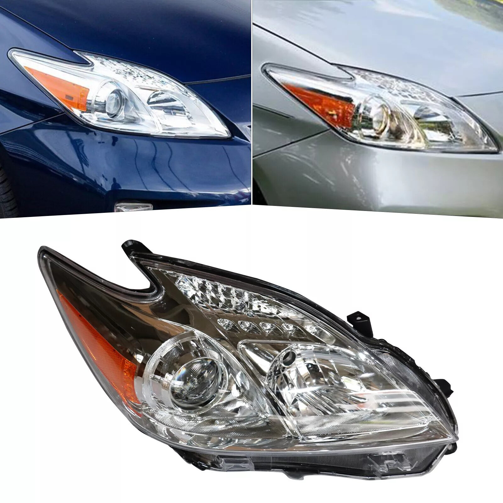 Halogen Headlights fit for 2012-2015 Toyota Prius Passenger RH Side Chrome House