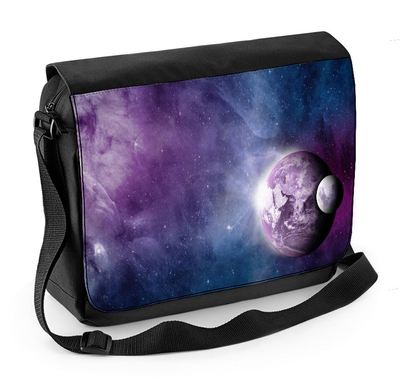 Erde und Mond im Weltraum Laptop Kuriertasche - Astronomie Physik Wissenschaft