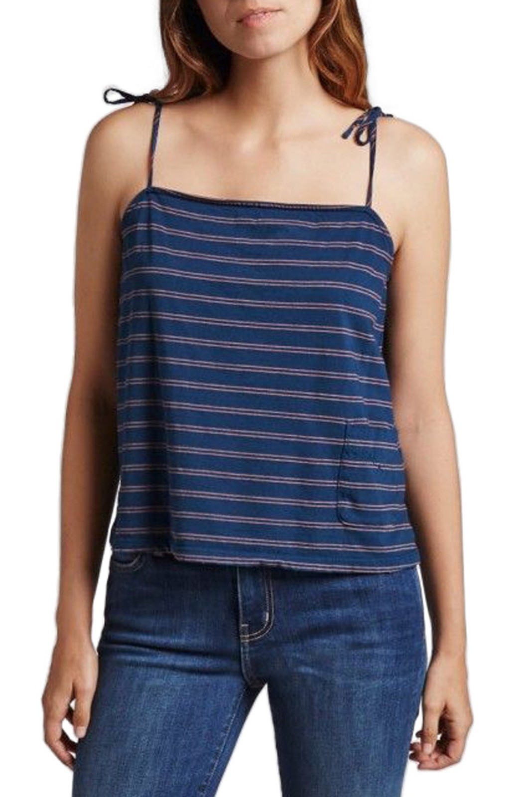 NWT- Current/Elliott 'The Knit Tie Cami' Striped Top, Blue - 3 Large