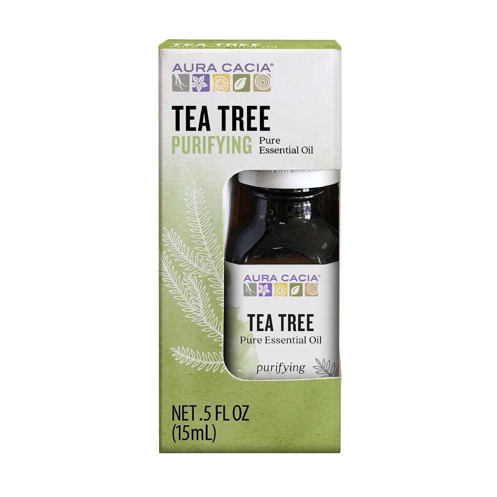 Aura Cacia Pure Tea Tree Essential Oil 0.5 oz for Skin & Hair