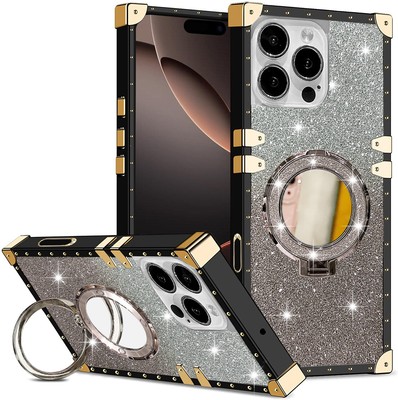 For Various Phone Hot Glitter Mirror Magnetic Holder Flash Shockproof Case Cover