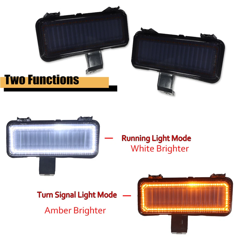 Fit For Silverado 1981/82 Chevy C10 GMC Smoke Switchback LED Signal Lights Lamps - Image 2 of 4