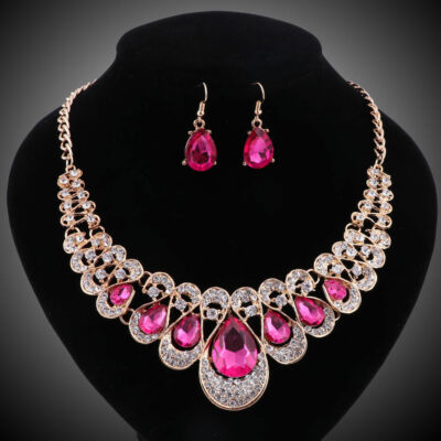 MOTHER'S DAY GIFT PARTY RUBY PINK CZ CRYSTAL 18K