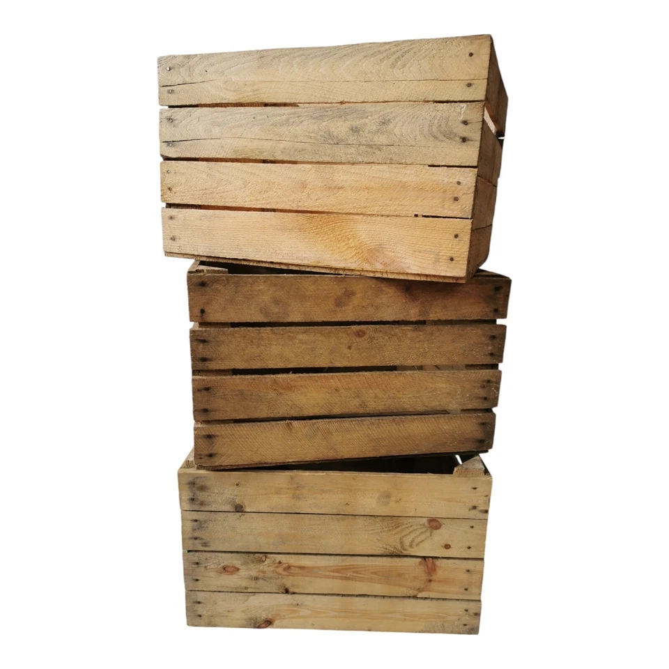 3er SET Holzkisten Obstkisten Weinkisten 2.Wahl 50x40x30cm Natur Vintage - Bild 2 von 4