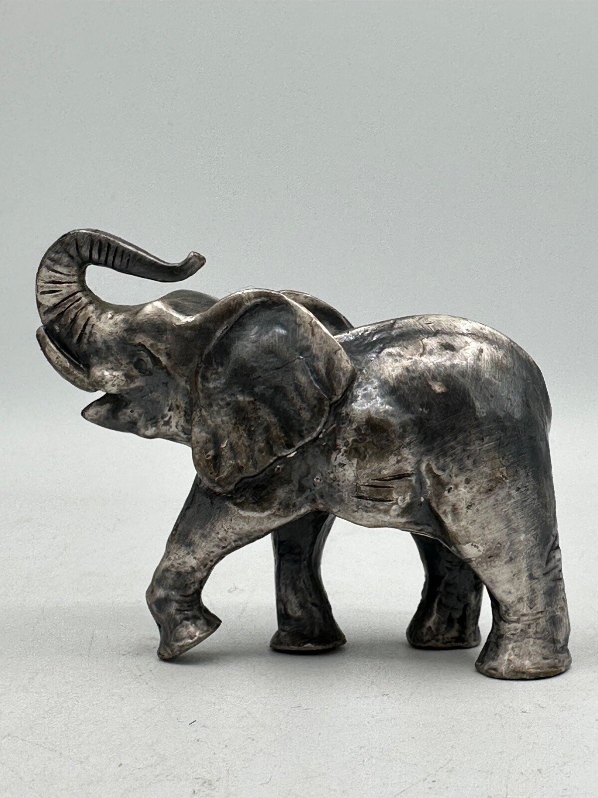 Vintage Pewter Elephant Trunk Up Handcrafted Figurine Taiwan 1995 PG
