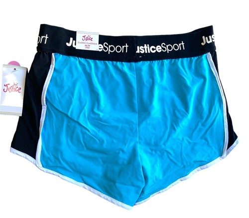 Justice Girls Running Shorts Blue Polyester J Sport Logo Waistband Size 5-18 - Picture 2 of 5