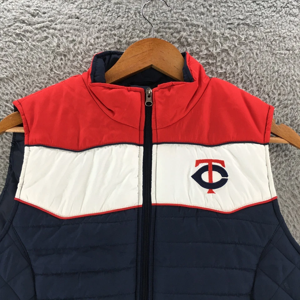 Minnesota Twins MLB Chaleco Acolchado Puffer Chaqueta Hombres Grande Rojo Blanco Azul Cremallera Completa Foto 2 de 4