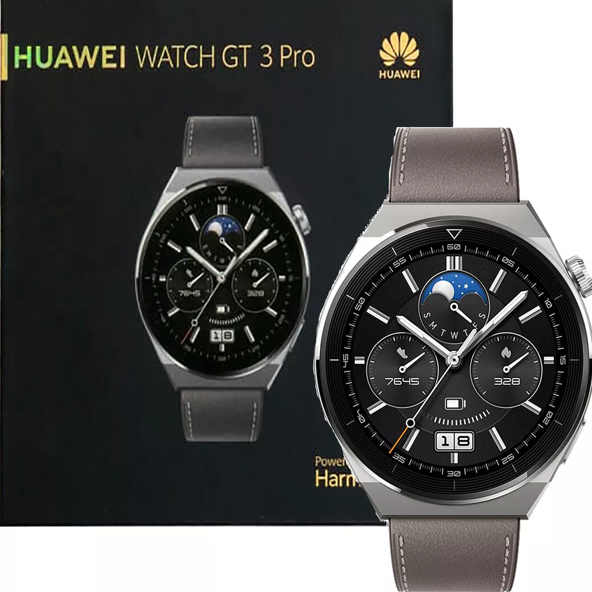  Huawei Watch GT 3 Pro White Leather STRP : Cell Phones &  Accessories