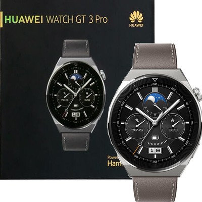 Huawei Watch GT 3 Pro (46mm) Grey Leather Bluetooth Smartwatch NEW  