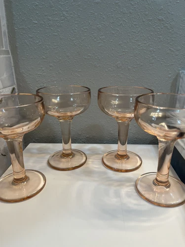 4 VTG  Depression  Pink & Glasses Champagne Coupe Compote