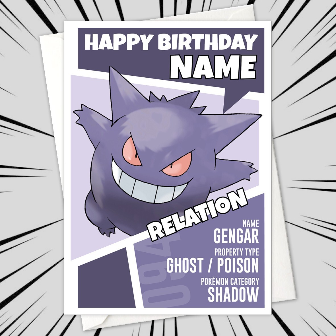 pokemon happy birthday card Personalised GENGAR POKEMON Birthday Card • personalized pokémon anime