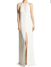 HALSTON HERITAGE Elegant Gown In Chalk Saks 5th Ave Exclusive (Size 6)-$525.00!