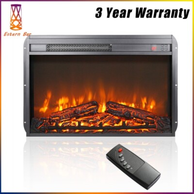 1400W Insert Electric Fireplace ultra thin Heater w/ Log Set & Realistic Flame