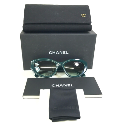 Chanel Sunglasses 5513 c.1459/S3 Green Gold CC Tweed Frames with