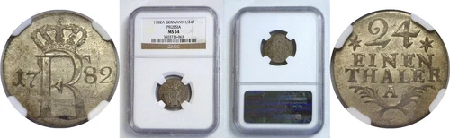 1782 A Germany Prussia 1/24th Thaler Friedrich II (The Great) KM# 296 NGC MS 64