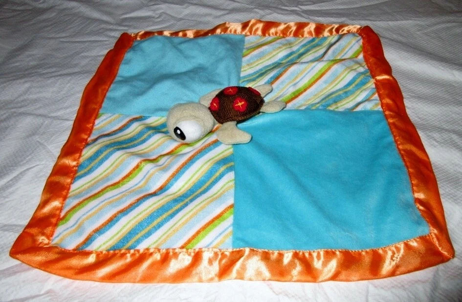 Disney Bebé Squirt Tortuga Parche Naranja Lovey Manta de Seguridad Peluche Buscando a Nemo Foto 2 de 4