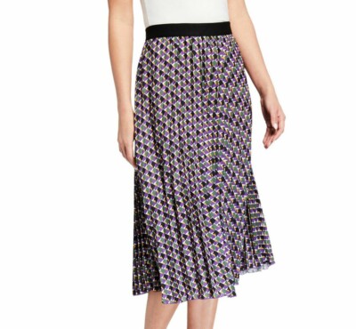 NWT Neiman Marcus Geometric-Print Pleated Large
