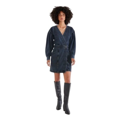 knee length dresses for ladies Emilee Short Dress - Faded Denim