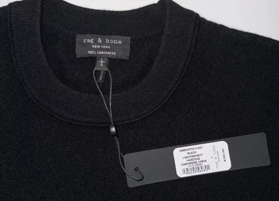 rag & bone Harding Sweater Black ITALIAN Cashmere Logo L;NWT - Image 3 of 4