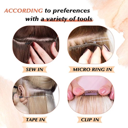 Double Weft Human Hair Extensions Weave Remy Real Russian Straight Hair 100g 12A - Picture 10 of 74