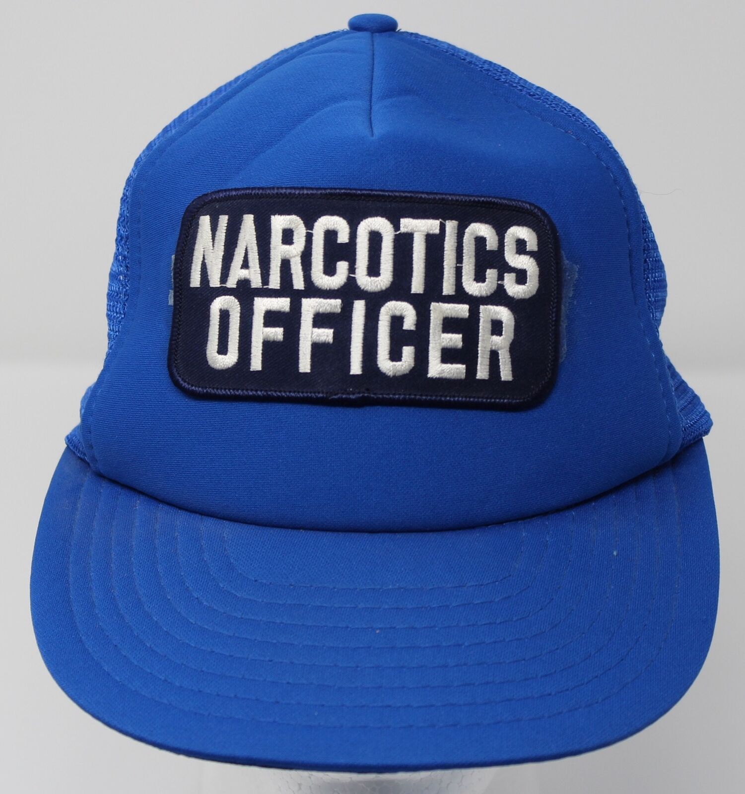 Vintage 1980s Narcotics Officer Patch Trucker Hat Police Cop Blue Snapback  Cap