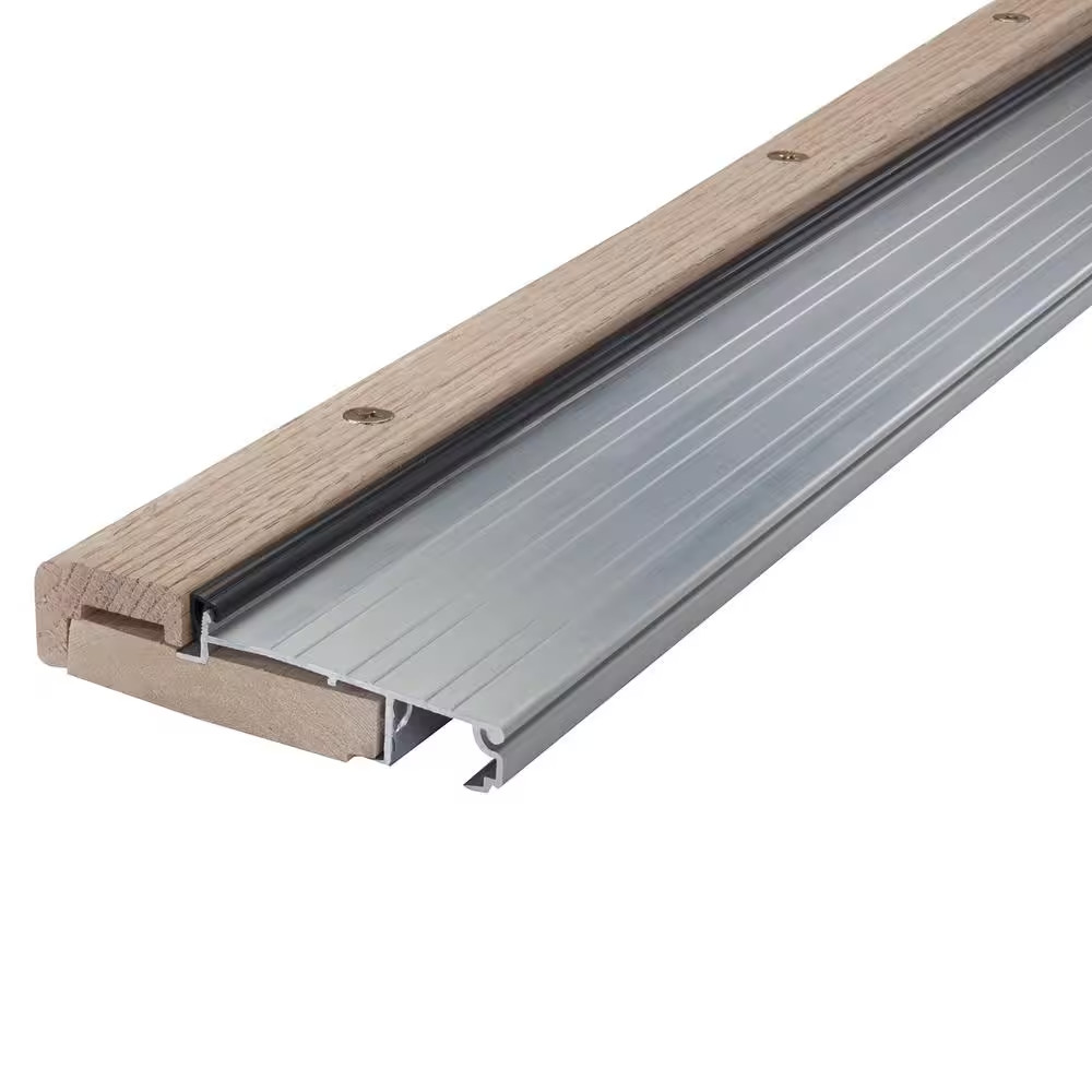 4-9/16 in. x 36 in. satin aluminum and oak adjustable threshold