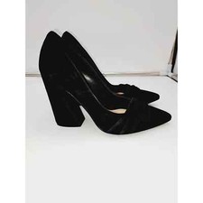 Nine West 7 Holliman Black Leather Block Heel Pointy Toe Business Casual Pumps 6