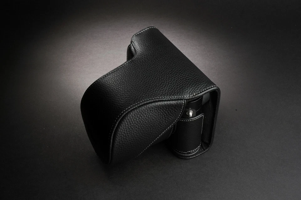 Funda completa de cuero genuino para cámara para Leica Q Q-P color negro Foto 3 de 4