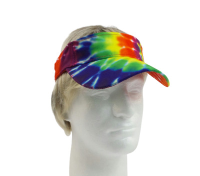 Tie Dye Sun Visor Rainbow Spiral Hat Multi Color Unisex Adjustable Fit