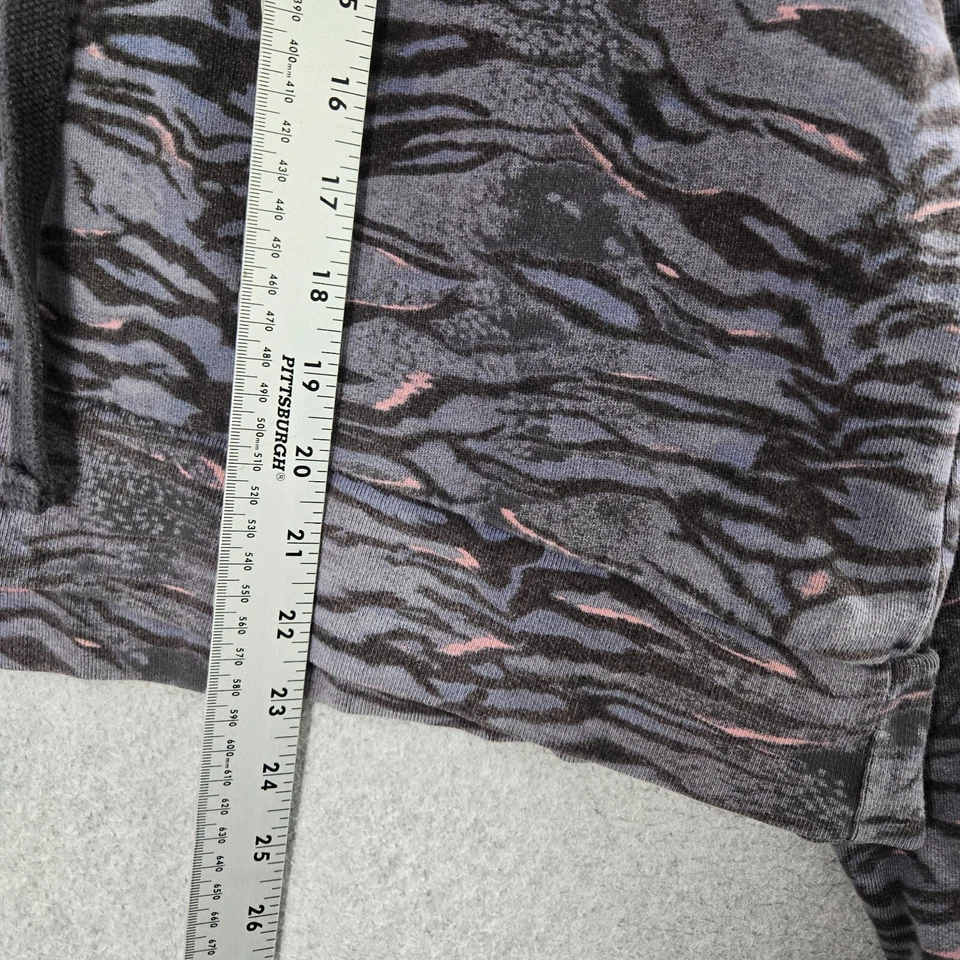 Sudadera AllSaints Mujer Gris Medio Estampado Cebra Sudadera con Capucha Cordón Pullover Foto 3 de 4