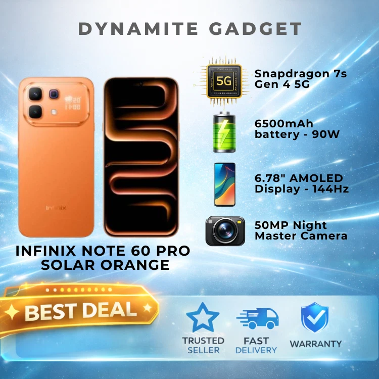 Stock Ready - Infinix NOTE 60 Pro 5G Smartphone 12GB+256GB Solar Orange