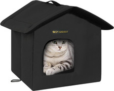 Cat House for Outdoor Cats, Weatherproof and Insulated Feral Cat House with Mat