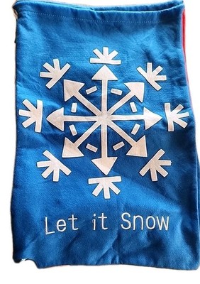 Large Christmas Santa Felt Sack Blue 16'' x 25'' Set of 2 ''Let It Snow'', Snowman