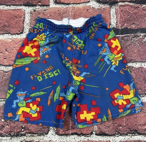 Vintage Toddler Shorts Colorful Abstract Cotton 90s Surf Flying Disc AOP sz 2T