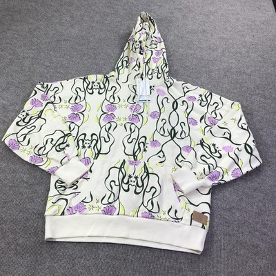 Scotch & Soda Hoodie Mens Small White Purple Floral Print Planet 