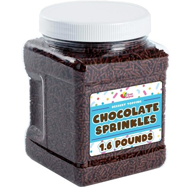 Chocolate Sprinkles Flavored Topping in Resealable Container- Sprinkles for Ice