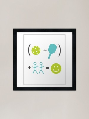 Happy Pickleball Equation Framed Ar Framed Wall Art Poster Canvas Print Picture
